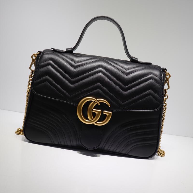 Gucci GG Marmont top handle bag 498110 Full leather black